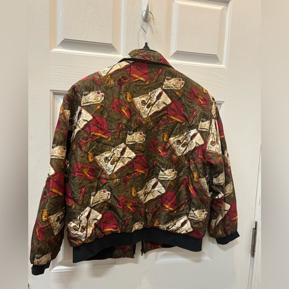 Vintage Silk Bomber Jacket Removable Shoulder Pads Women's Size Medium - Picture 3 of 15